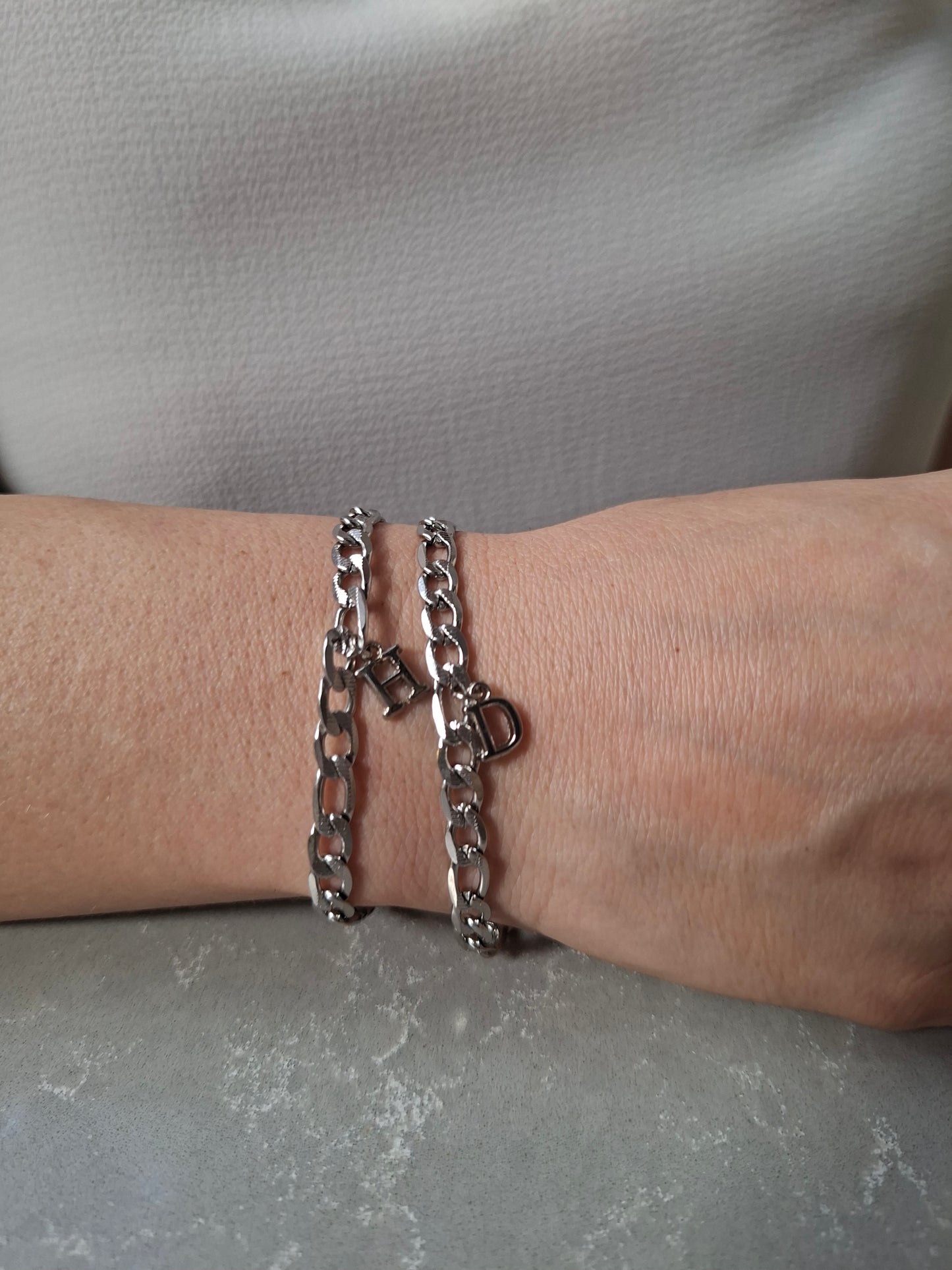 Harfli Çelik Çift Bilekliği (2li Set)