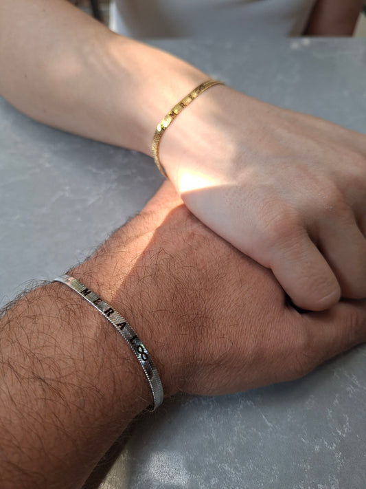 İtalyan Yassı Çift Bilekliği (2li Set)