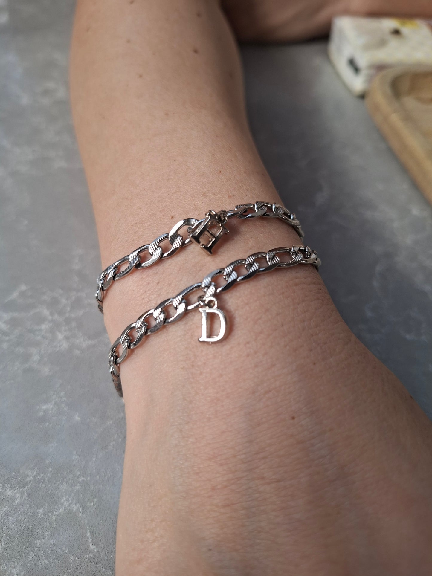 Harfli Çelik Çift Bilekliği (2li Set)